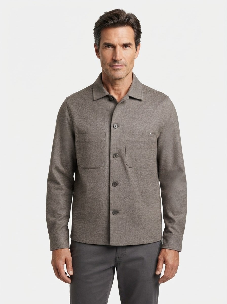 Overshirt, Viskose, Kent, Brusttasche, braun