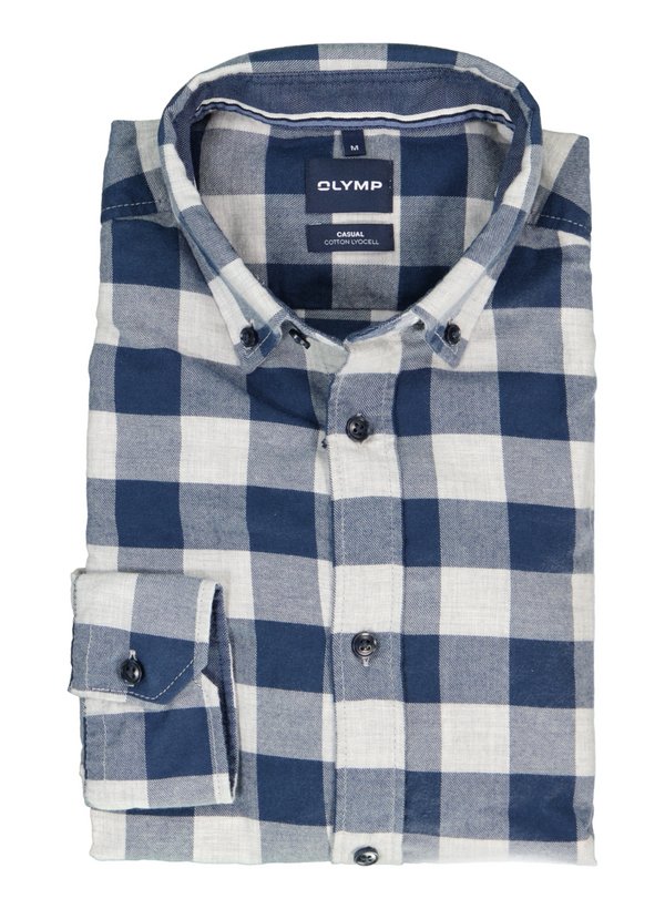 Hemd, Casual, Baumwolle-Lyocell, Button-Down, dunkelblau-blau
