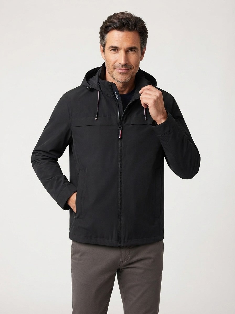 Jacke, Mikrofaser wasserabweisend, schwarz