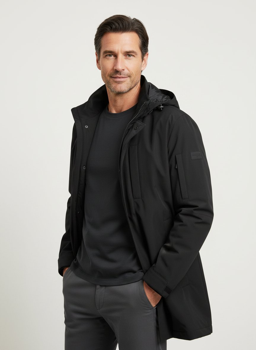 Jacke, Mikrofaser wasserabweisend, schwarz