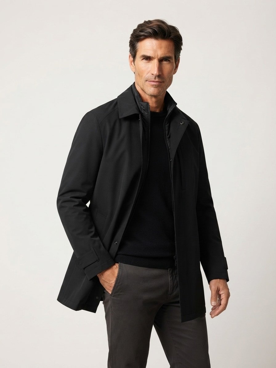 Jacke, Mikrofaser wasserabweisend, schwarz