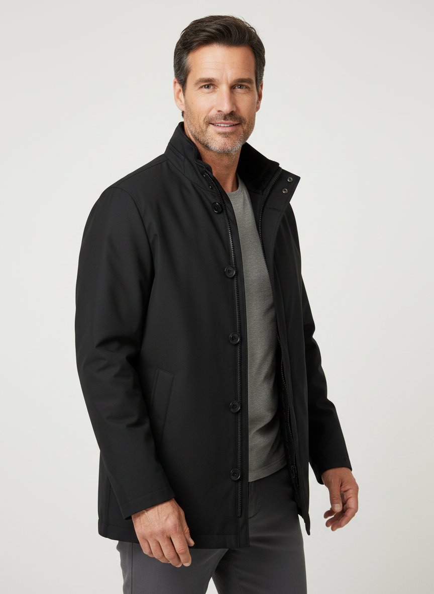 Funktionsjacke, Mikrofaser wasserabweisend, schwarz