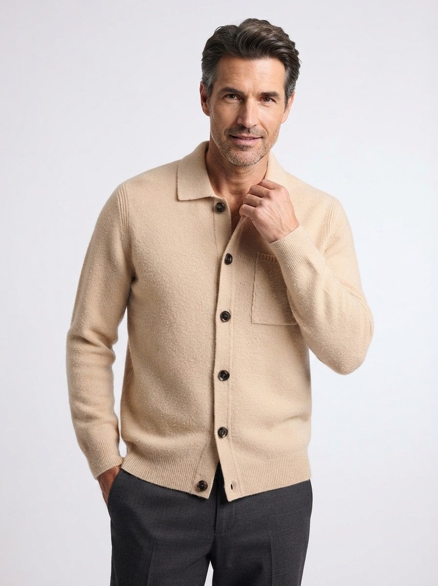 Strickjacke, Wolle, beige