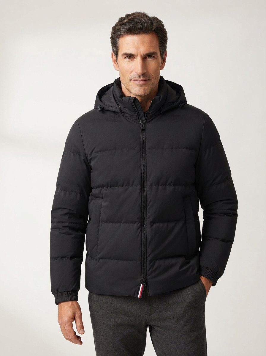 Steppjacke, Mikrofaser wasserabweisend, schwarz