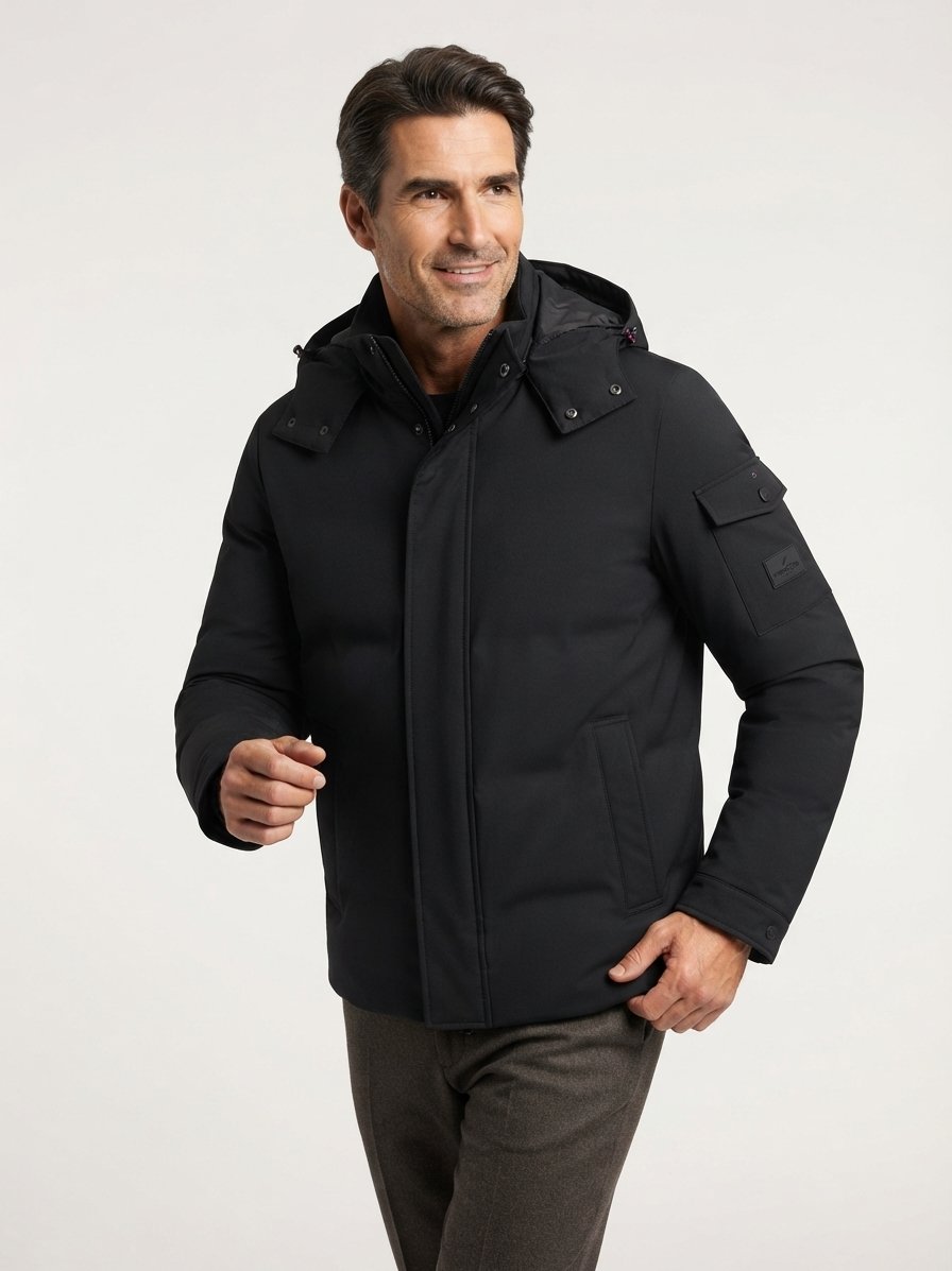 Steppjacke, Mikrofaser wasserabweisend, schwarz