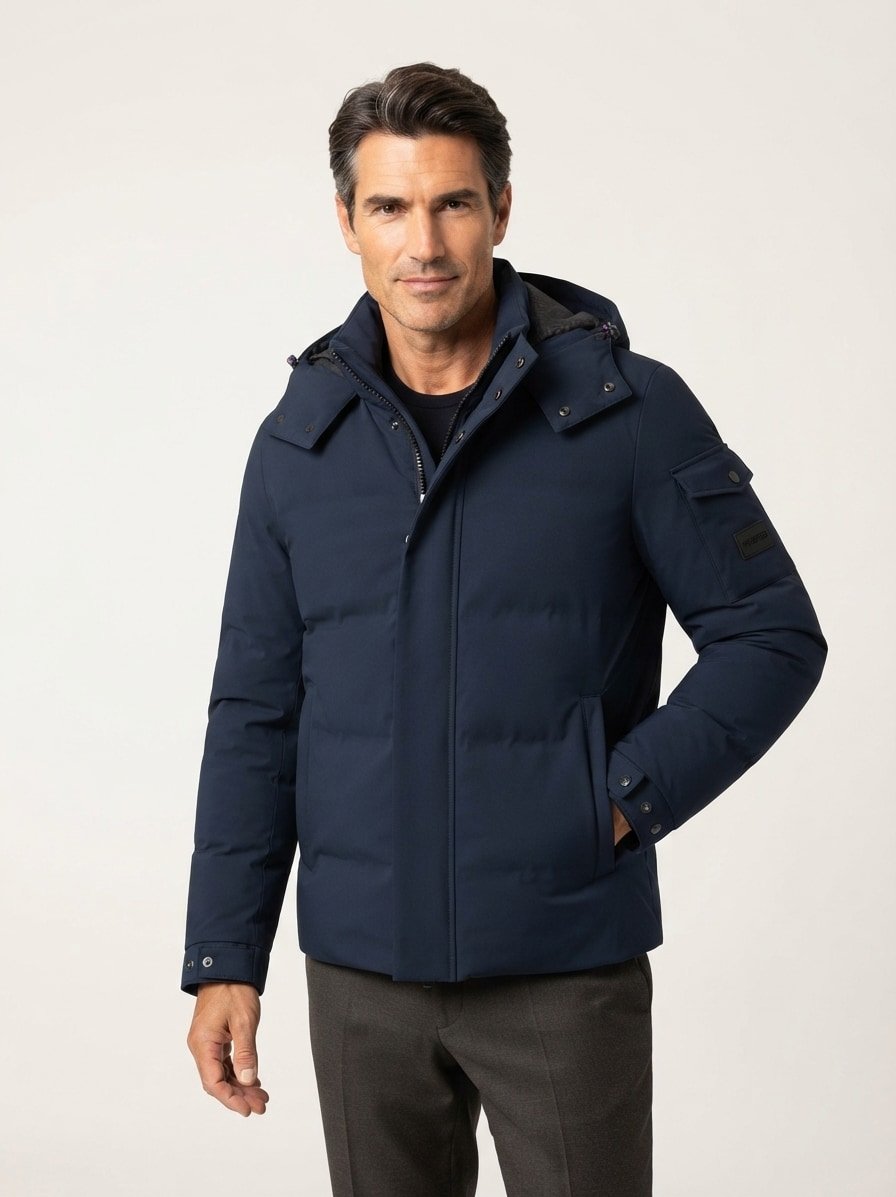 Steppjacke, Mikrofaser wasserabweisend, nachtblau