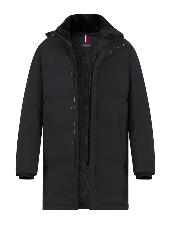Daunenparka, Mikrofaser wasserabweisend, schwarz