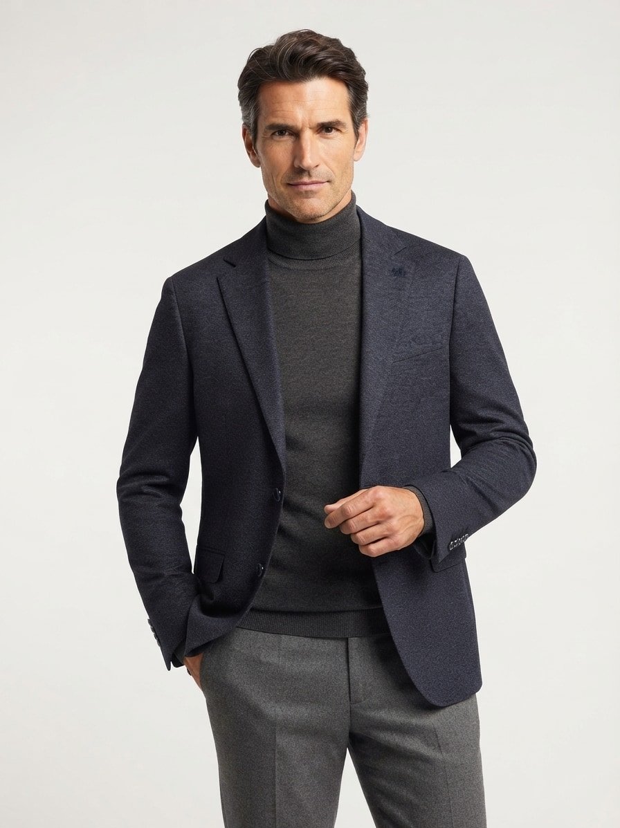 Sakko, Modern Fit, Jersey, dunkelblau meliert