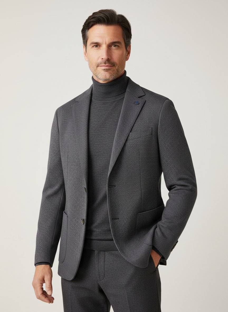Sakko, Modern Fit, Jersey, blau pepita