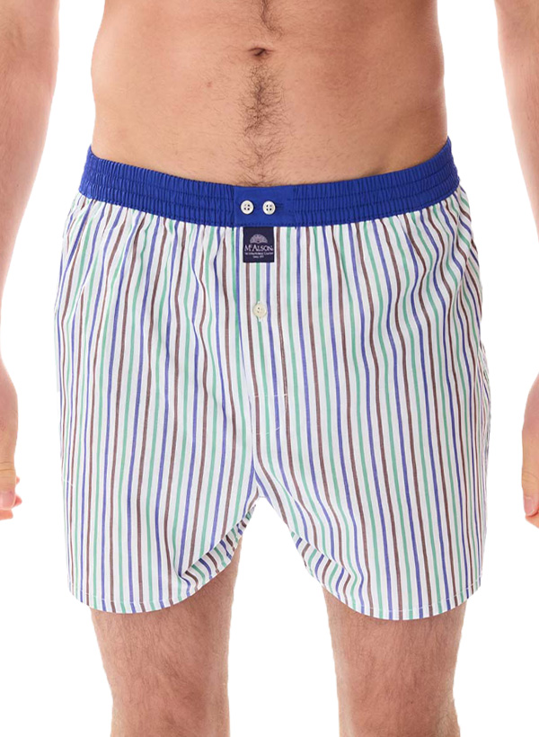 Boxershorts M5402, Baumwolle, blau-grün-braun gestreift