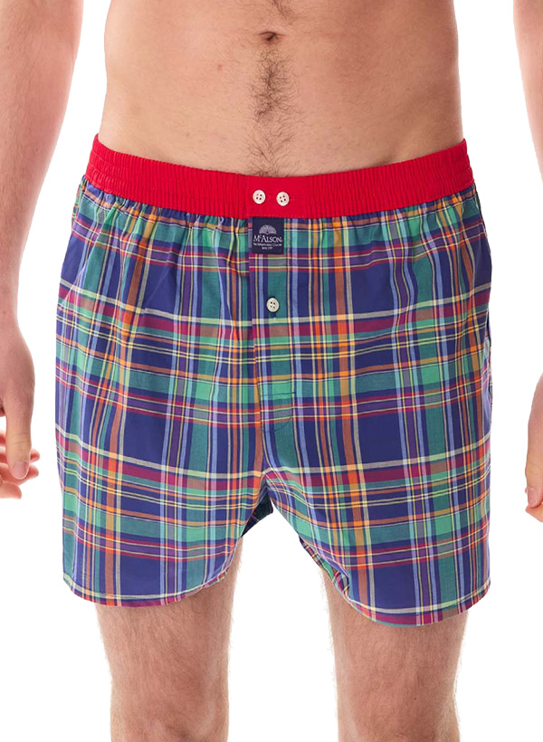 Boxershorts M5430 Baumwolle, grün-blau kariert