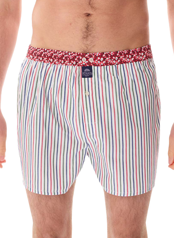 Boxershorts M5400, Baumwolle, blau-rot-grün gestreift