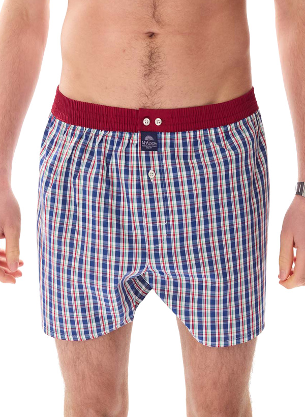 Boxershorts M5409, Baumwolle, navy-rot-weiß kariert