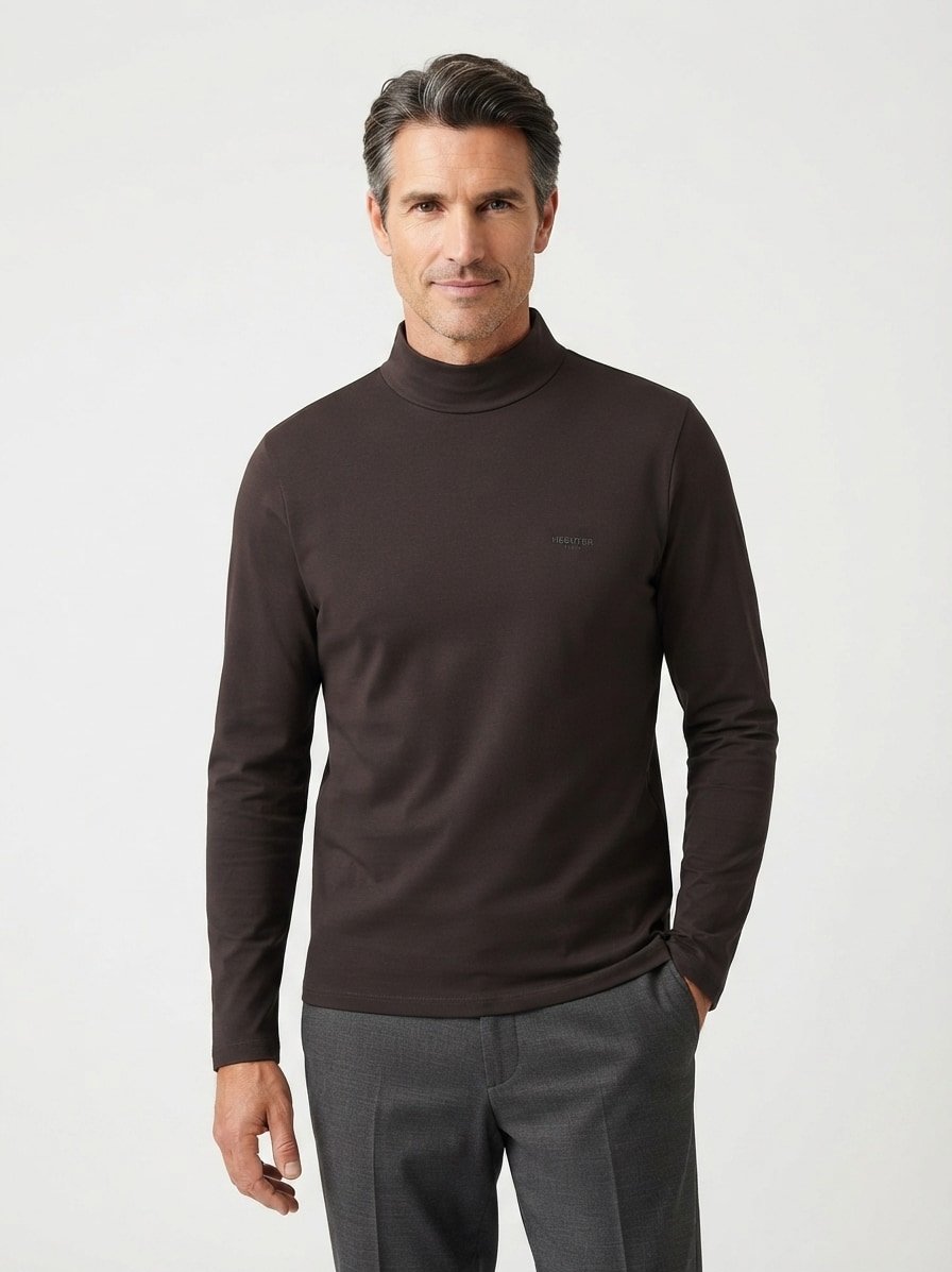 Rollkragenshirt, Baumwoll-Jersey, schwarz