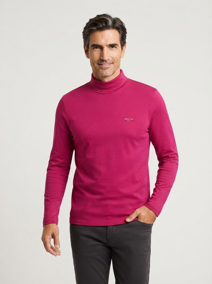 Rollkragenshirt, Baumwoll-Jersey, dunkelrot