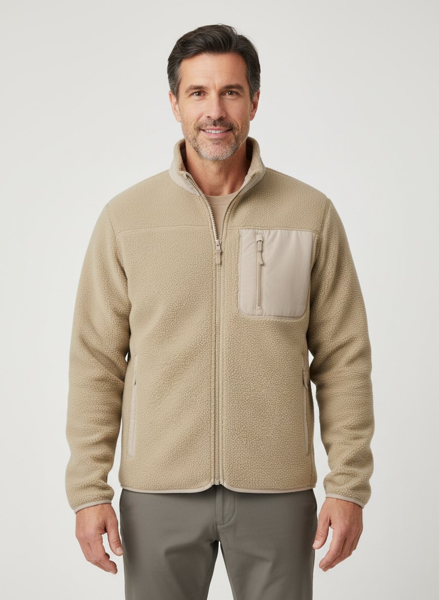 Fleecejacke, Mikrofaser ungefüttert, hellkhaki