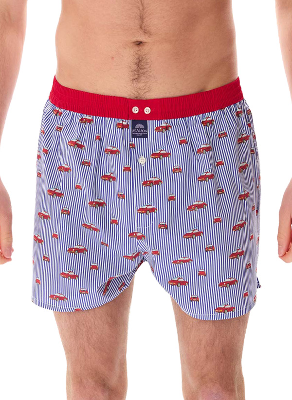 Boxershorts M5463, Baumwolle, blau-rot gemustert