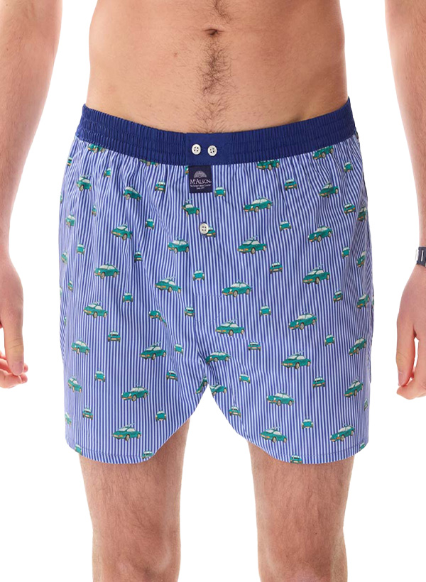 Boxershorts M5463, Baumwolle, blau-grün gemustert