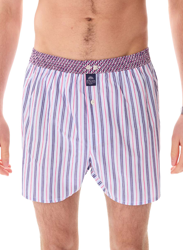 Boxershorts M5412, Baumwolle, blau-rosa gestreift