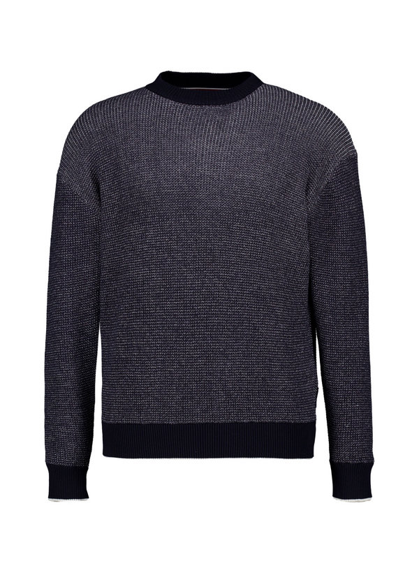 Pullover, Baumwolle, nachtblau-ecru meliert