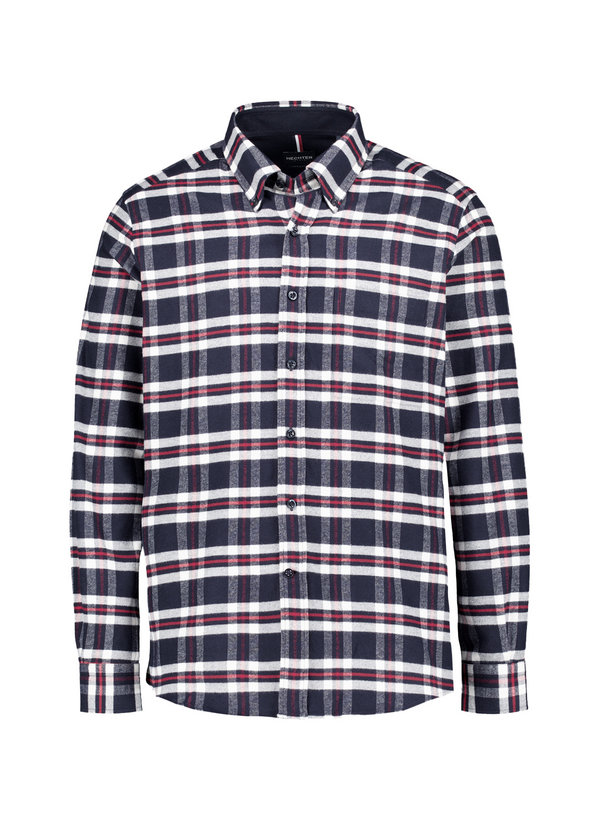 Hemd, Regular, Flanell, Button-Down, Brusttasche, nachtblau-weiß kariert
