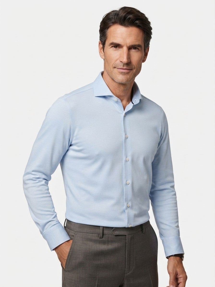 Hemd, Modern, Jersey, Kent, blau