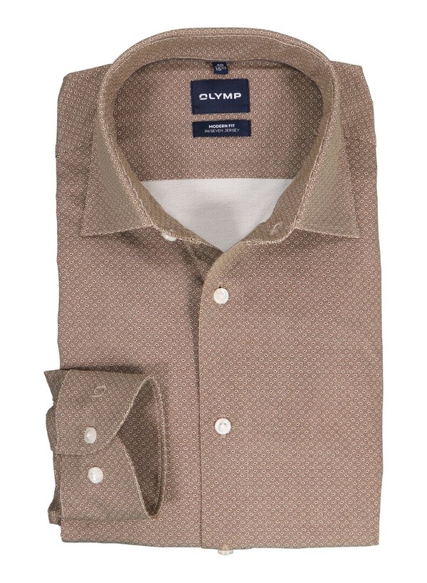 OLYMP Herren Hemd braun Jersey
