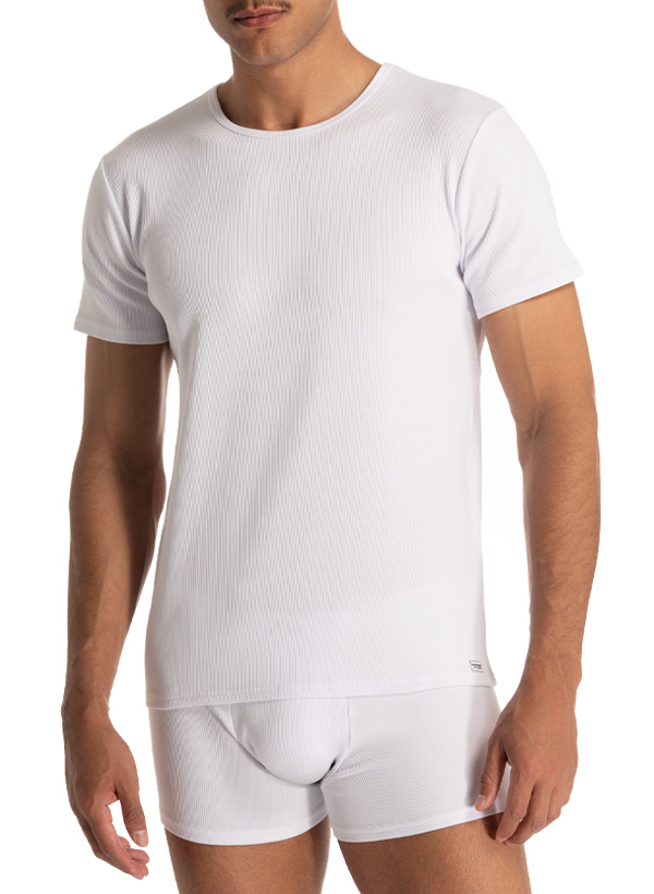bruno banani Herren T-Shirt weiß Baumwolle & Mix unifarben
