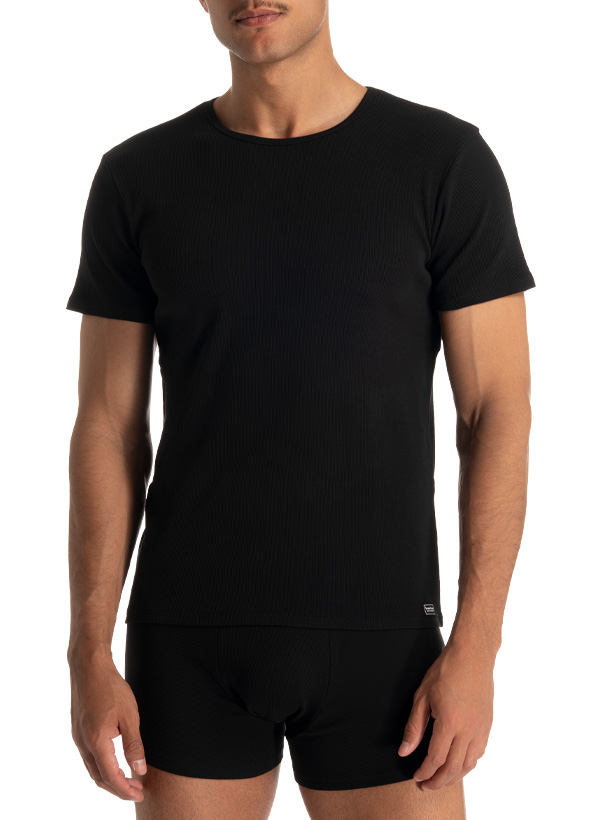 bruno banani Herren T-Shirt schwarz Baumwolle & Mix unifarben
