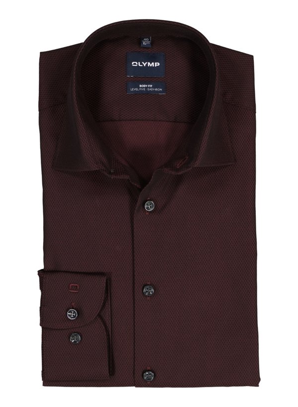 OLYMP Herren Hemd rot Baumwoll-Stretch