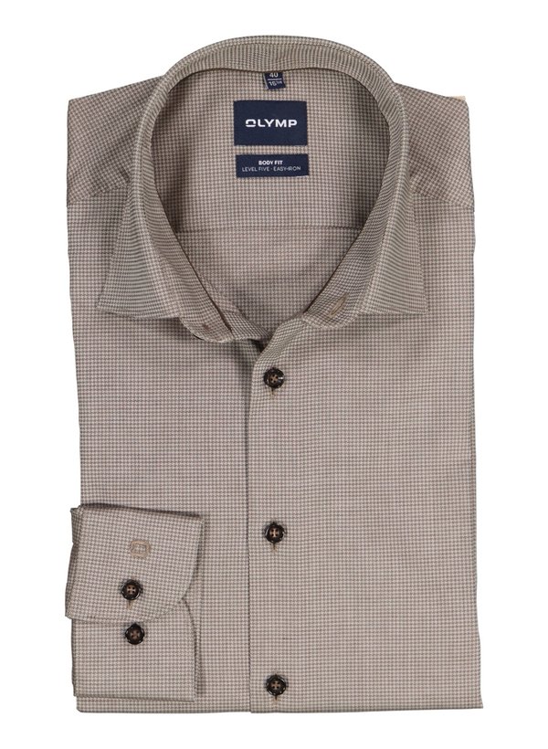 OLYMP Herren Hemd braun Baumwoll-Stretch