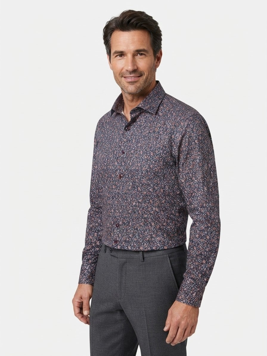 Hemd, Body, Baumwoll-Stretch, Kent, navy floral