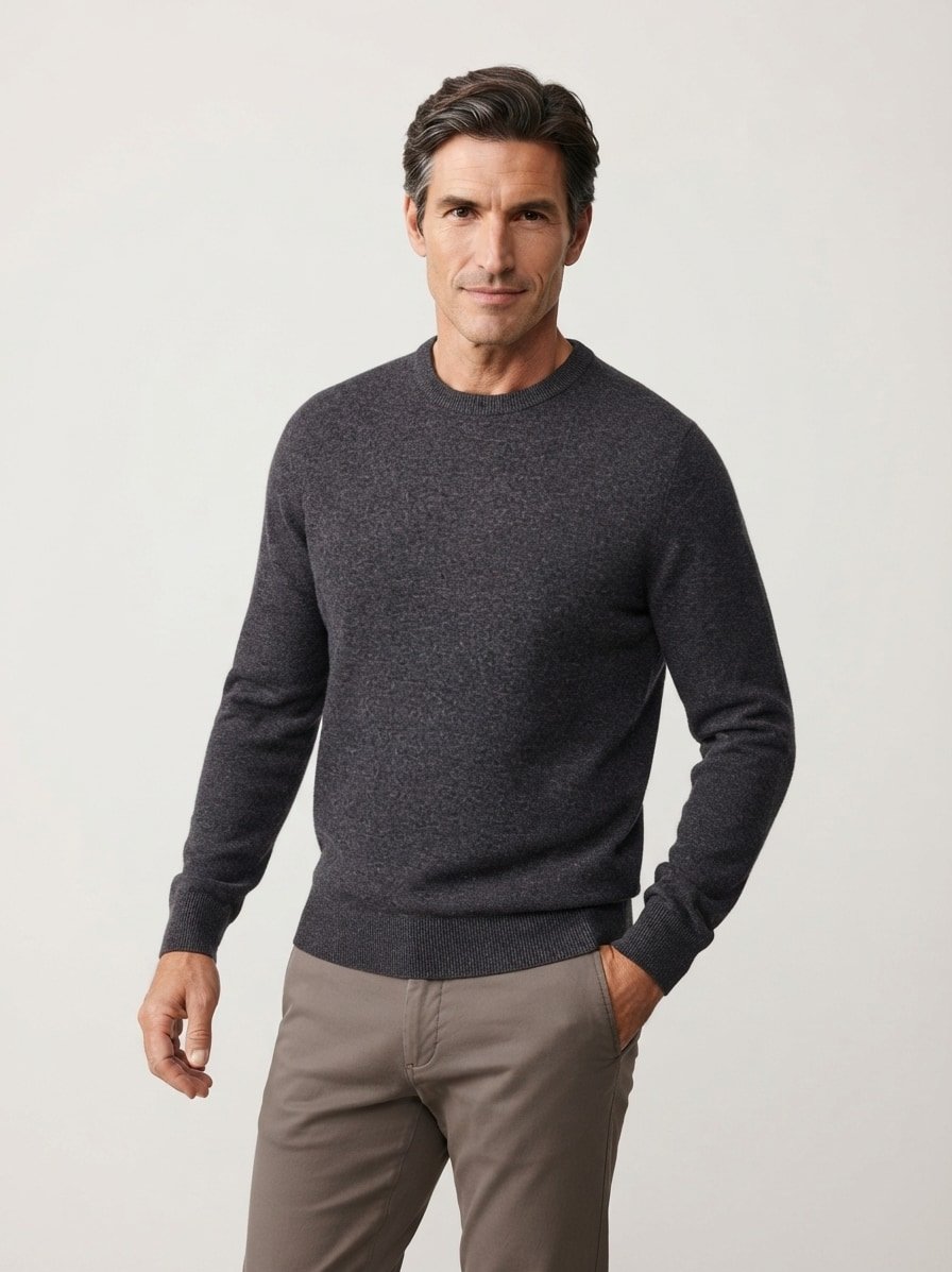 Troyer, Baumwolle-Wolle, dark grey melange