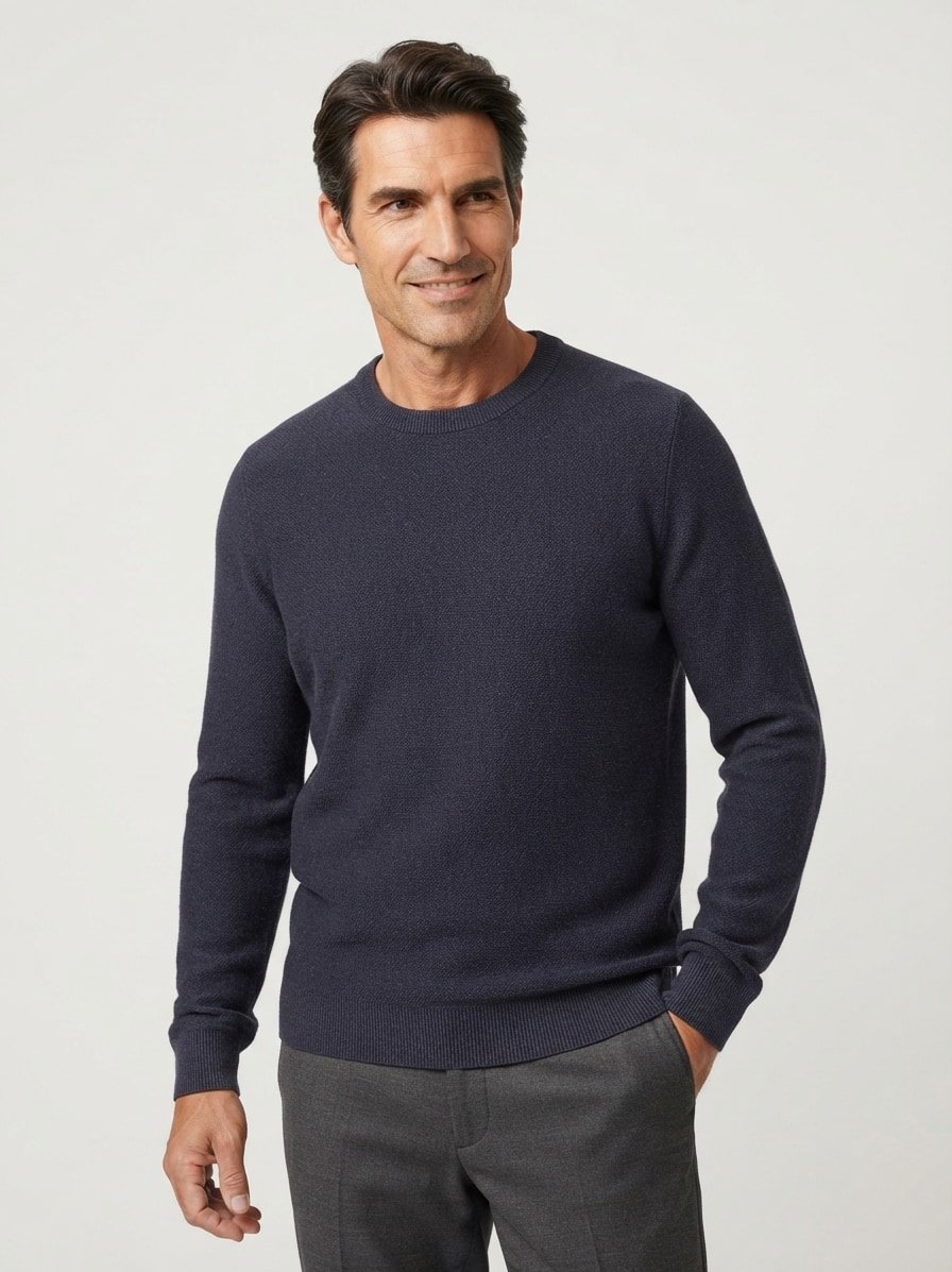 Troyer, Baumwolle-Wolle, dark navy melange