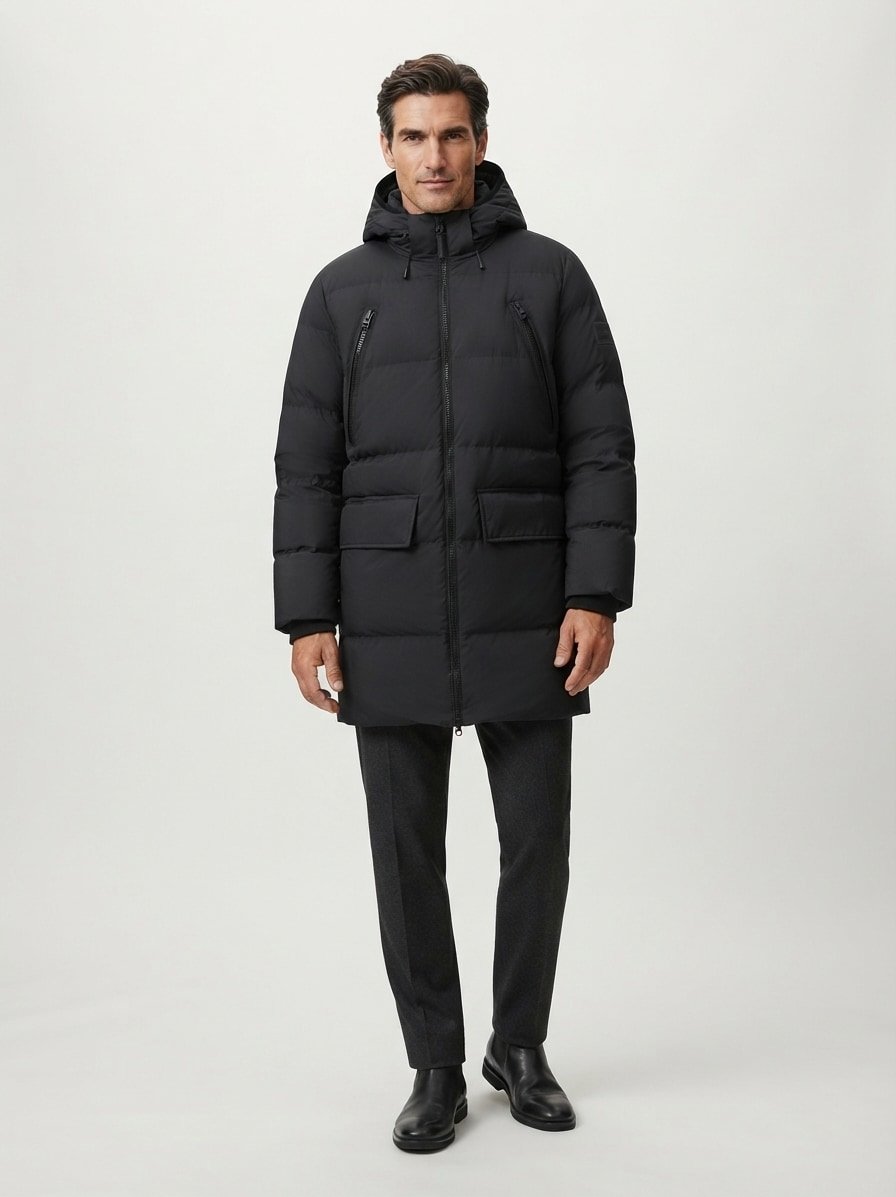 Daunenparka, Mikrofaser wasserabweisend, black