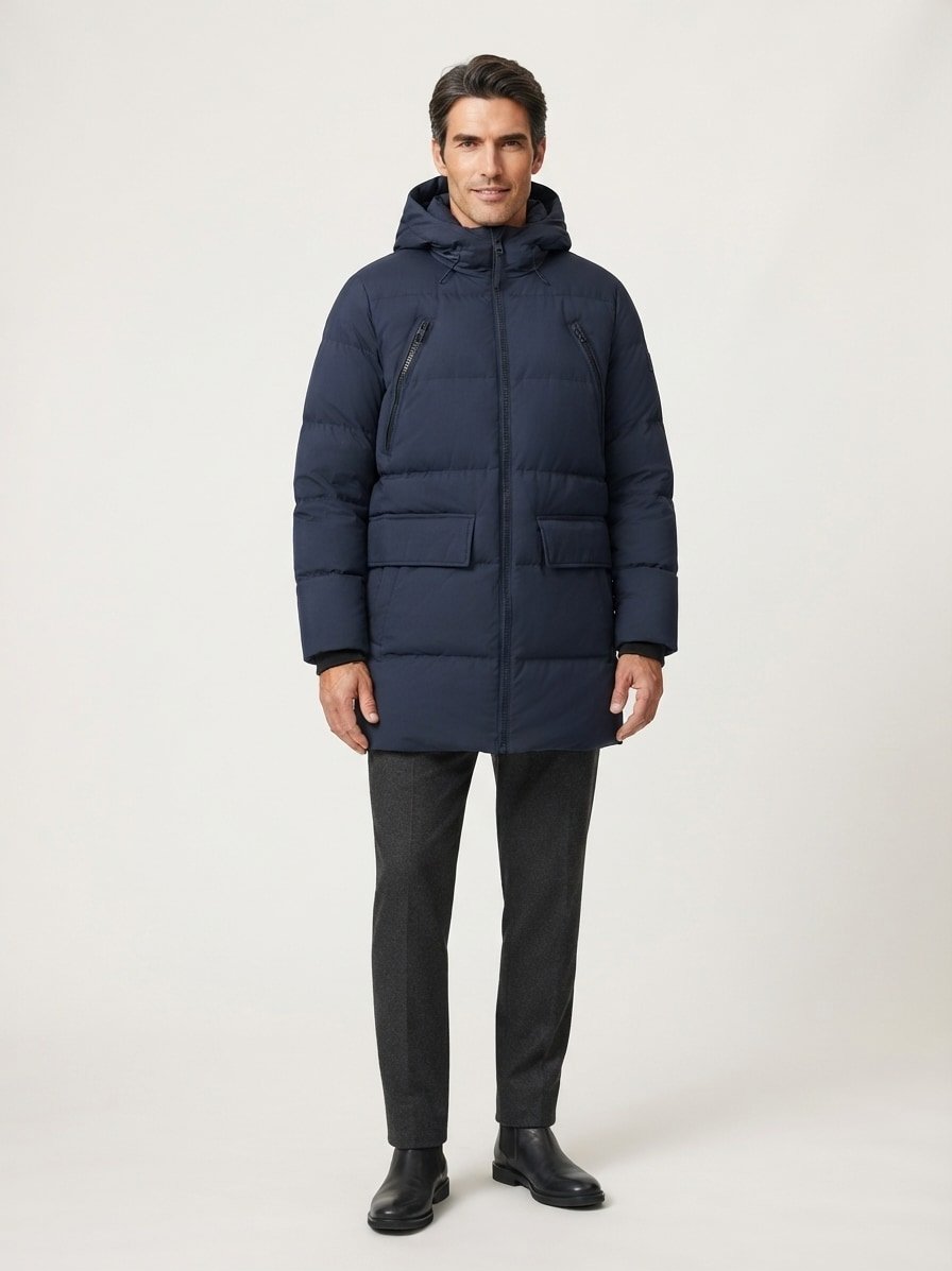 Daunenparka, Mikrofaser wasserabweisend, dark navy