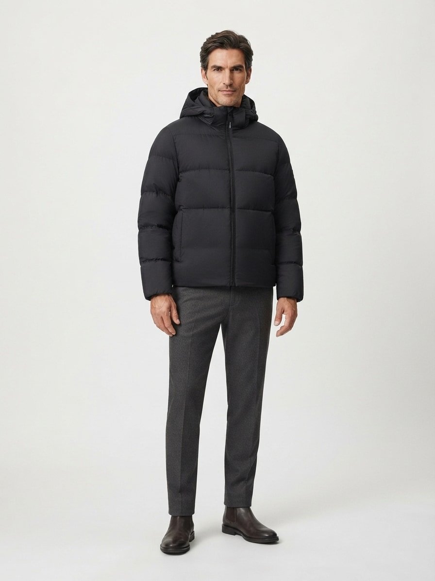 Daunenjacke, Mikrofaser wasserabweisend, black