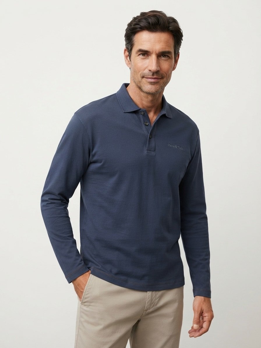 Polo-Shirt, Relaxed Fit, Bio Baumwoll- Jersey, dunkelblau