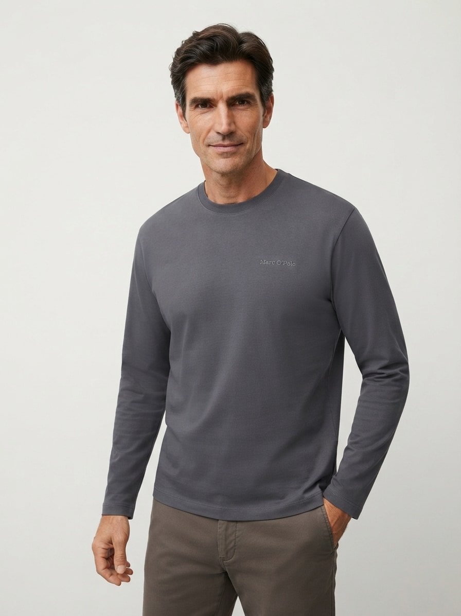 Longsleeve, Baumwolle, peppercorn-grey