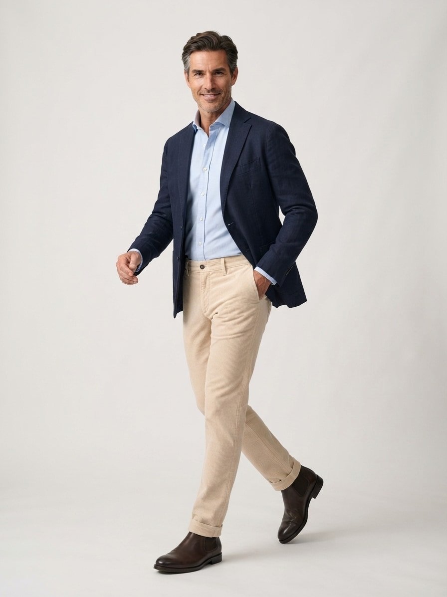 Bundfaltenhose Osby, Tapered Fit, Cord, beige