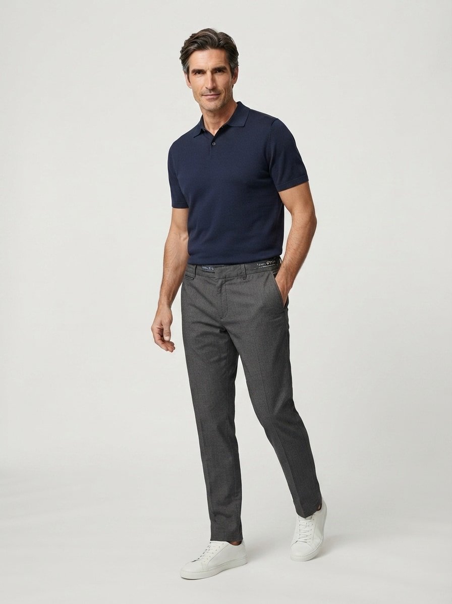 Hose Stig, Shaped Fit, Baumwoll-Stretch, dunkelgrau fischgrät