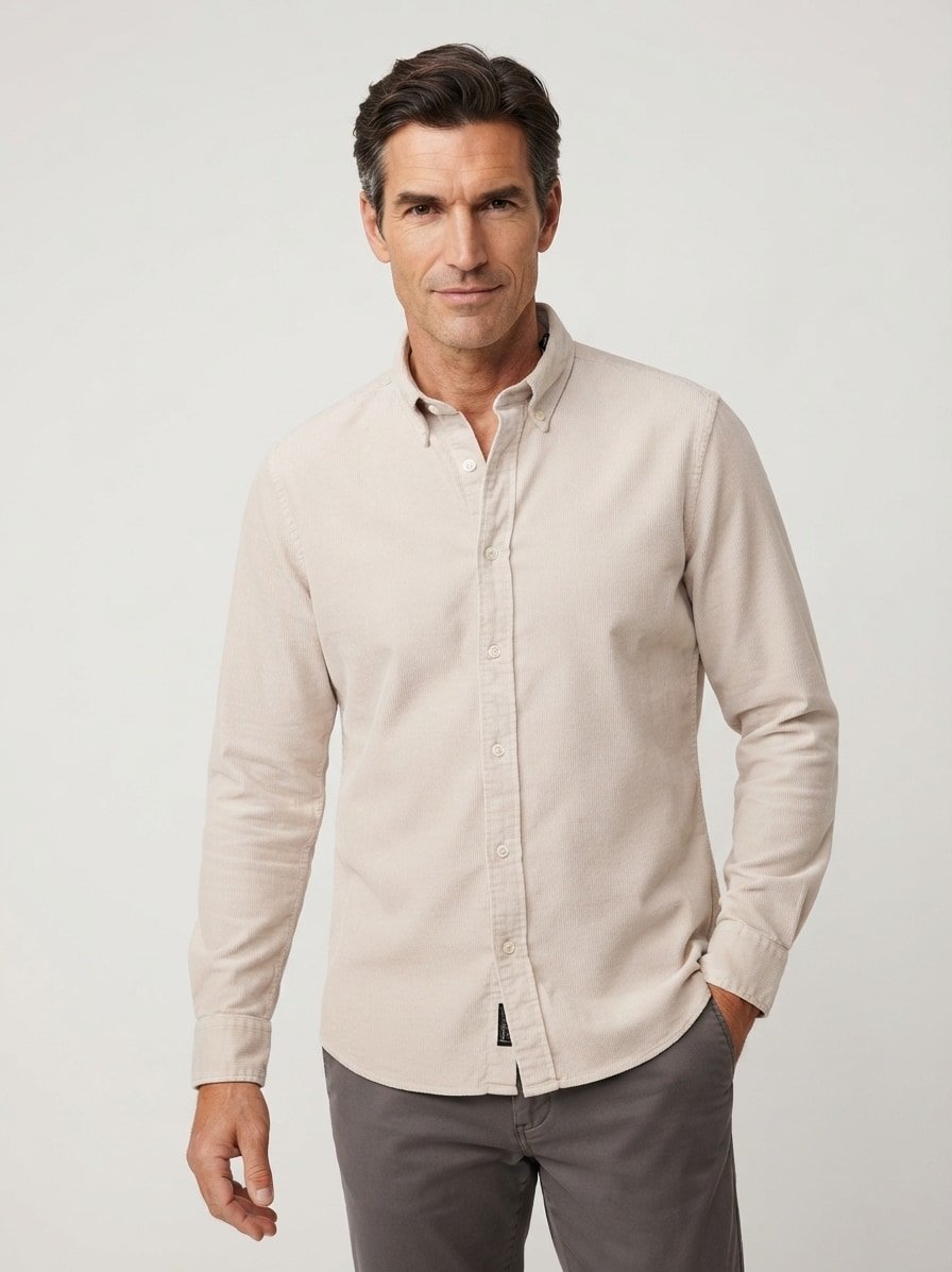 Hemd, Regular, Cord, Button-Down, beige