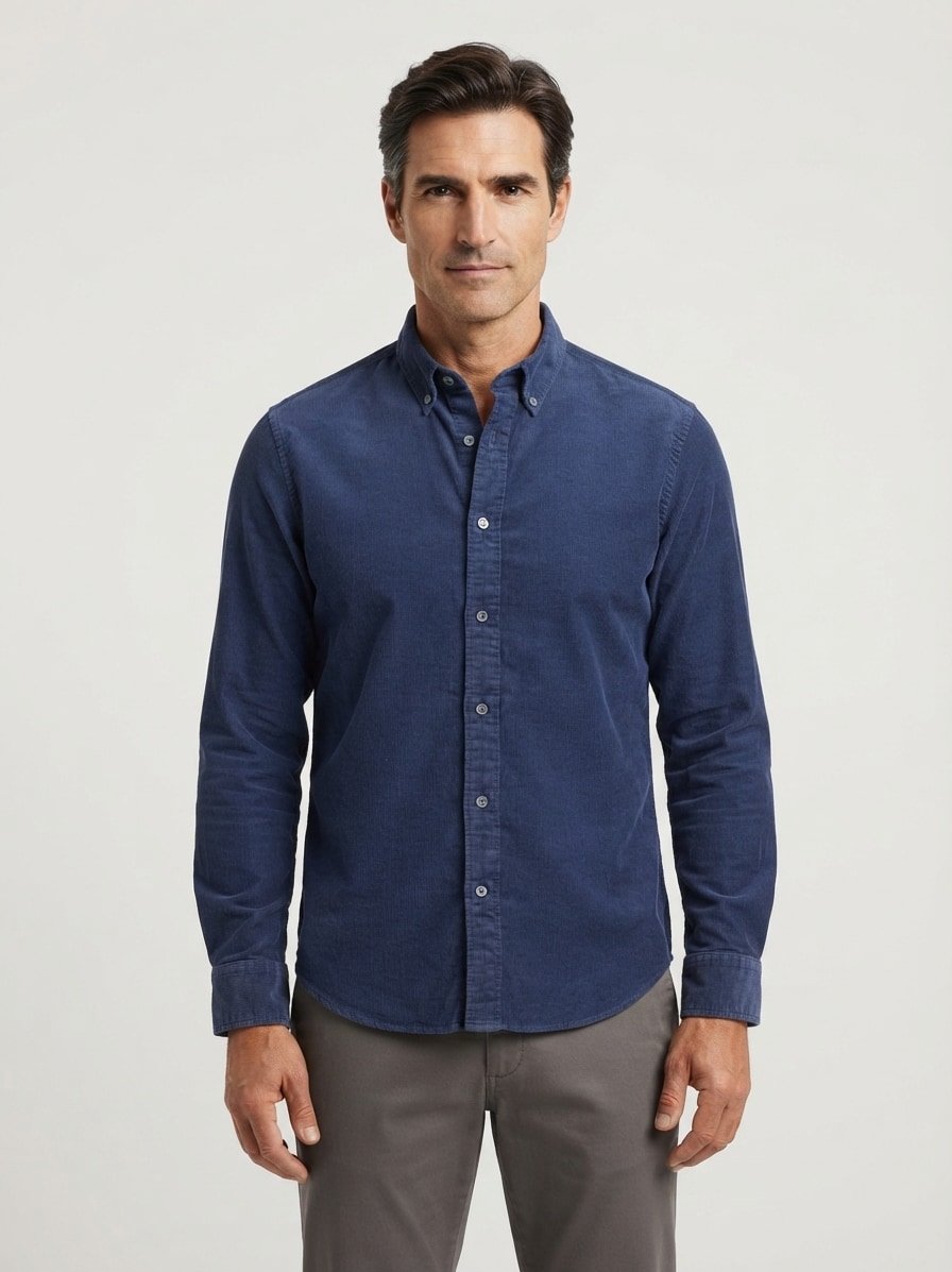 Hemd, Regular, Cord, Button-Down, dark navy