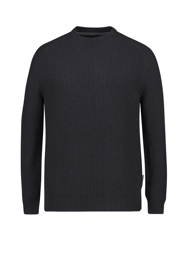 Pullover, Wolle-Baumwolle, schwarz strukturiert