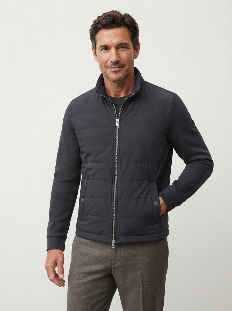 Hybrid Jacke, Baumwolle-Mikrofaser, dunkelblau