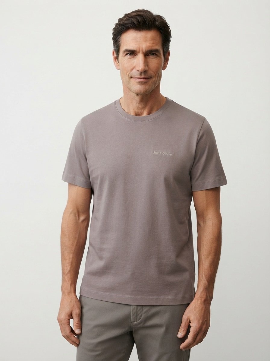 T-Shirt, Regular, Baumwolle, mit Rückenprint, graphite dust