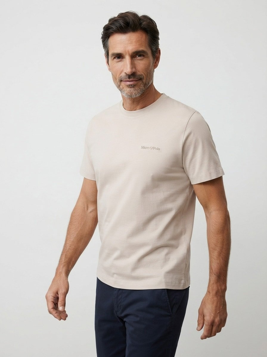 T-Shirt, Regular, Baumwolle, mit Rückenprint, grey silk