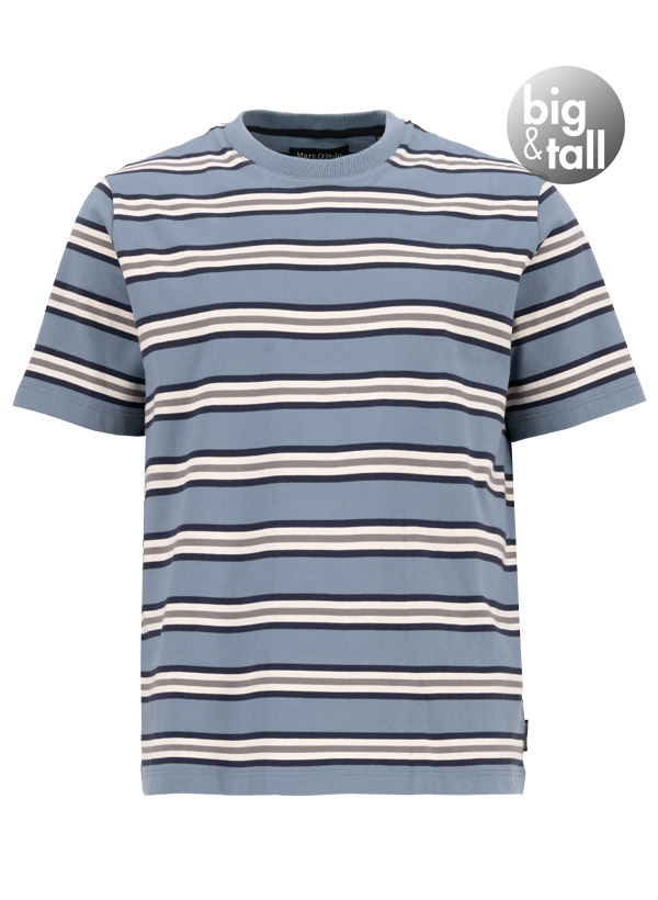 T-Shirt, Big&Tall, Bio Baumwolle, medium blue, gestreift