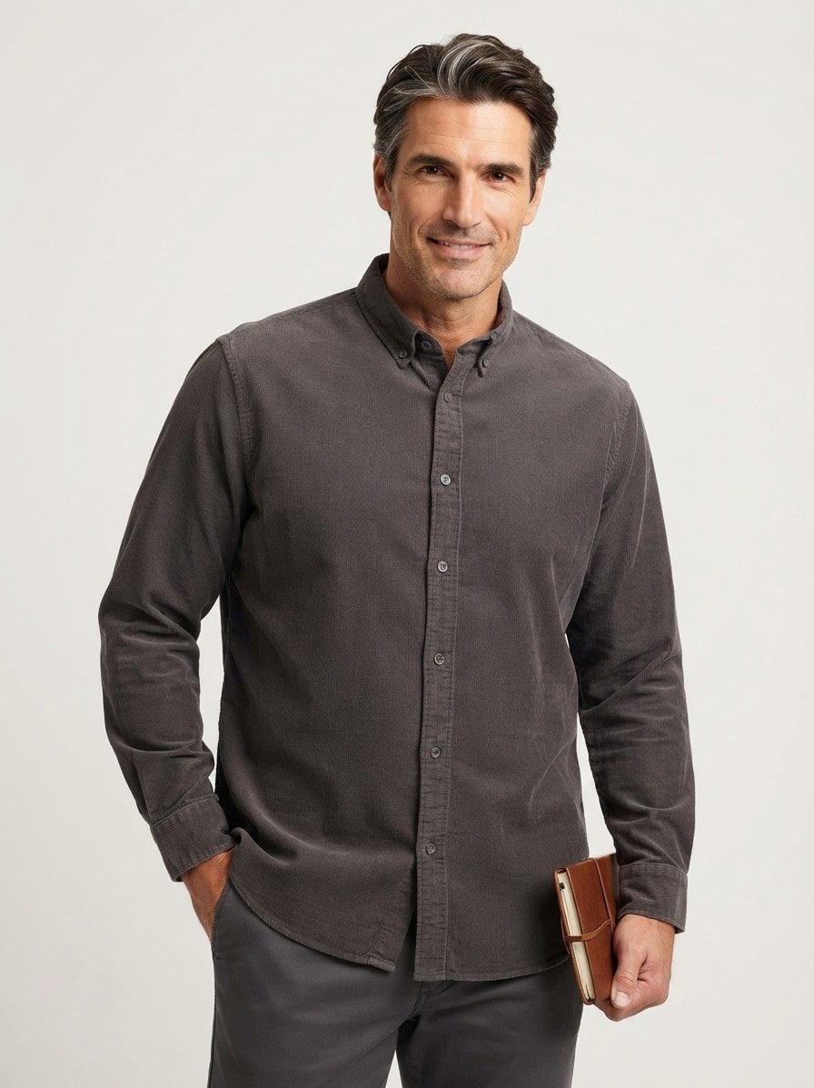 Hemd, Regular Fit, Big&Tall, Cord, Button-Down, wooden earth