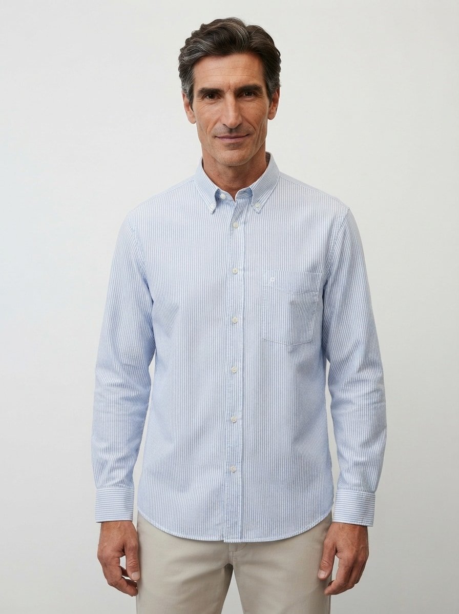 Hemd, Big&Tall, Oxford, Button-Down, Brusttasche, dunkelblau gestreift